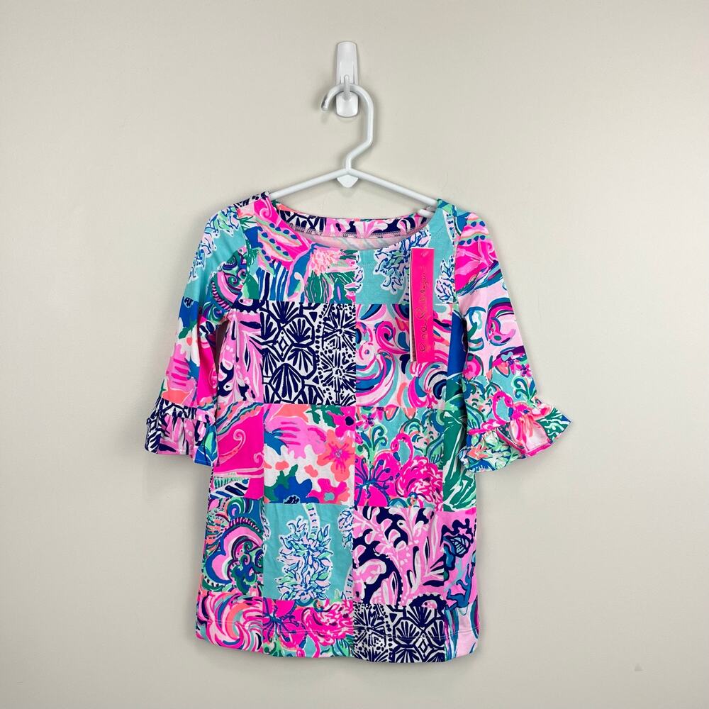 Lilly Pulitzer Girls Mini Sophie Ruffle Dress Multi Patch to Match XS 2-3 NWT